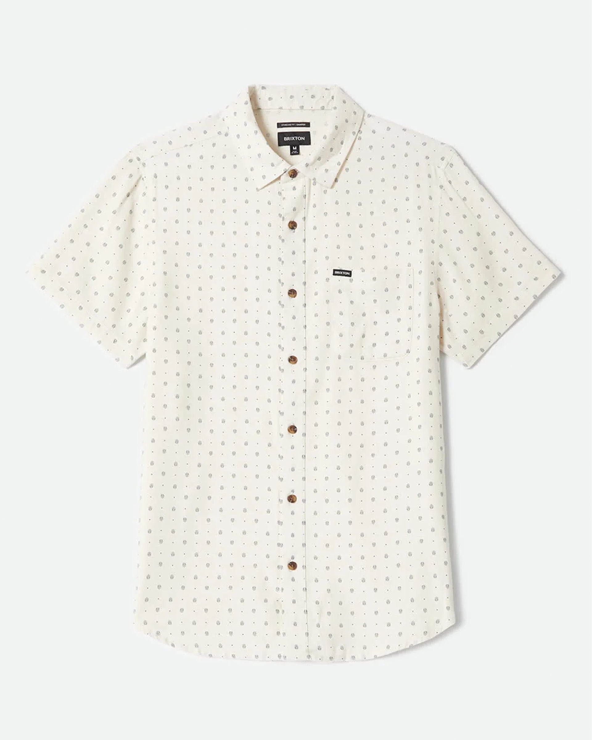 Brixton Charter Slub Short Sleeve Shirt - Off White Micro Geo