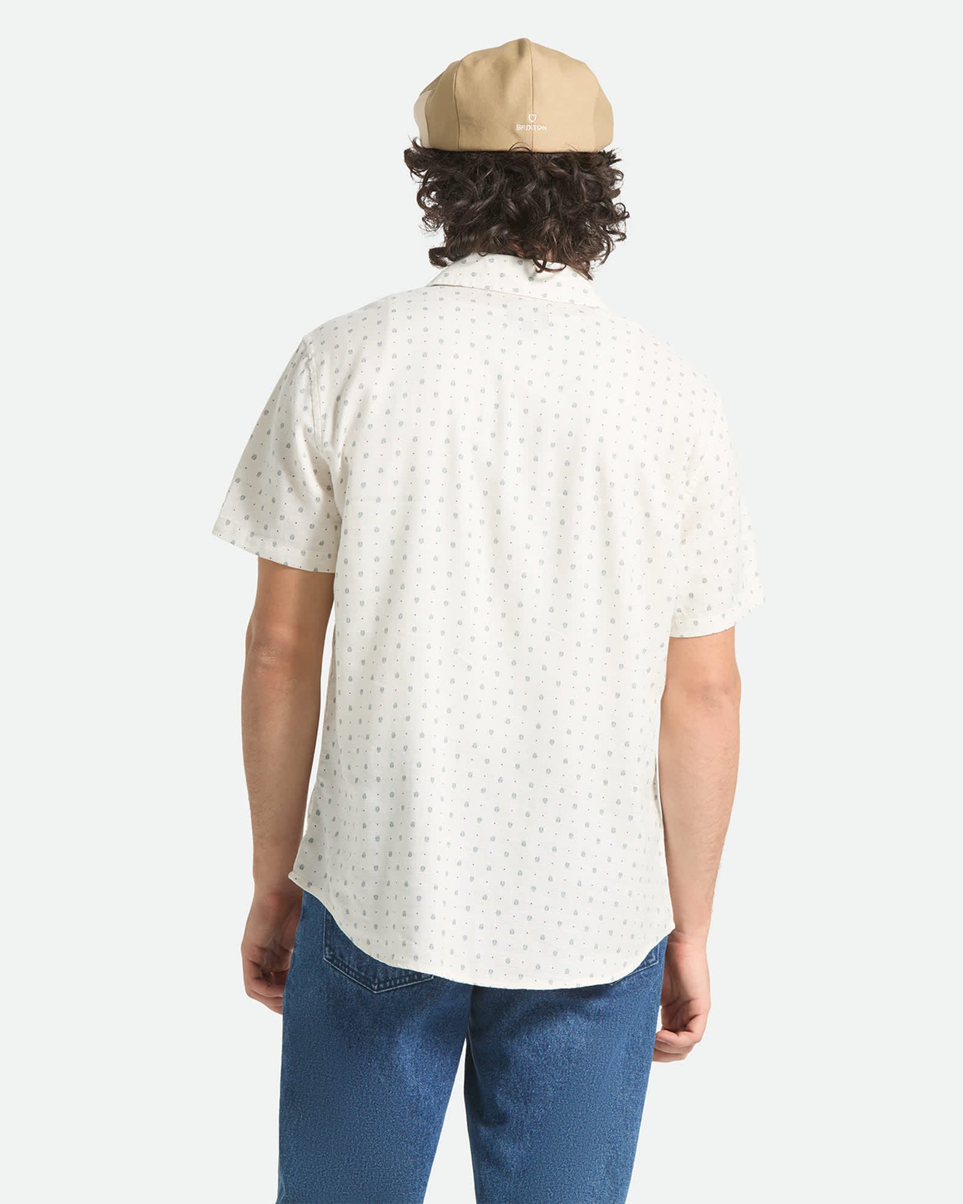 Brixton Charter Slub Short Sleeve Shirt - Off White Micro Geo