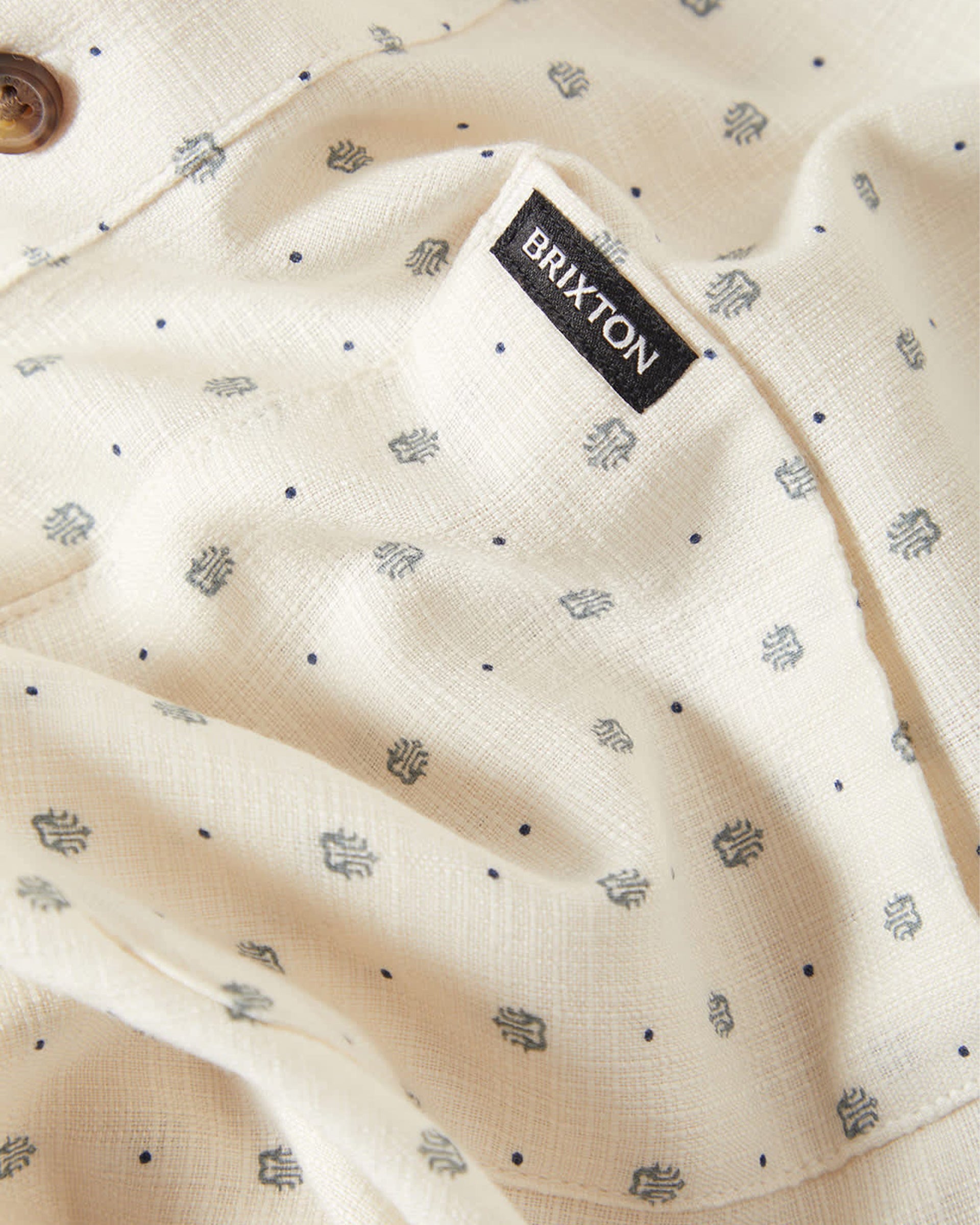 Brixton Charter Slub Short Sleeve Shirt - Off White Micro Geo