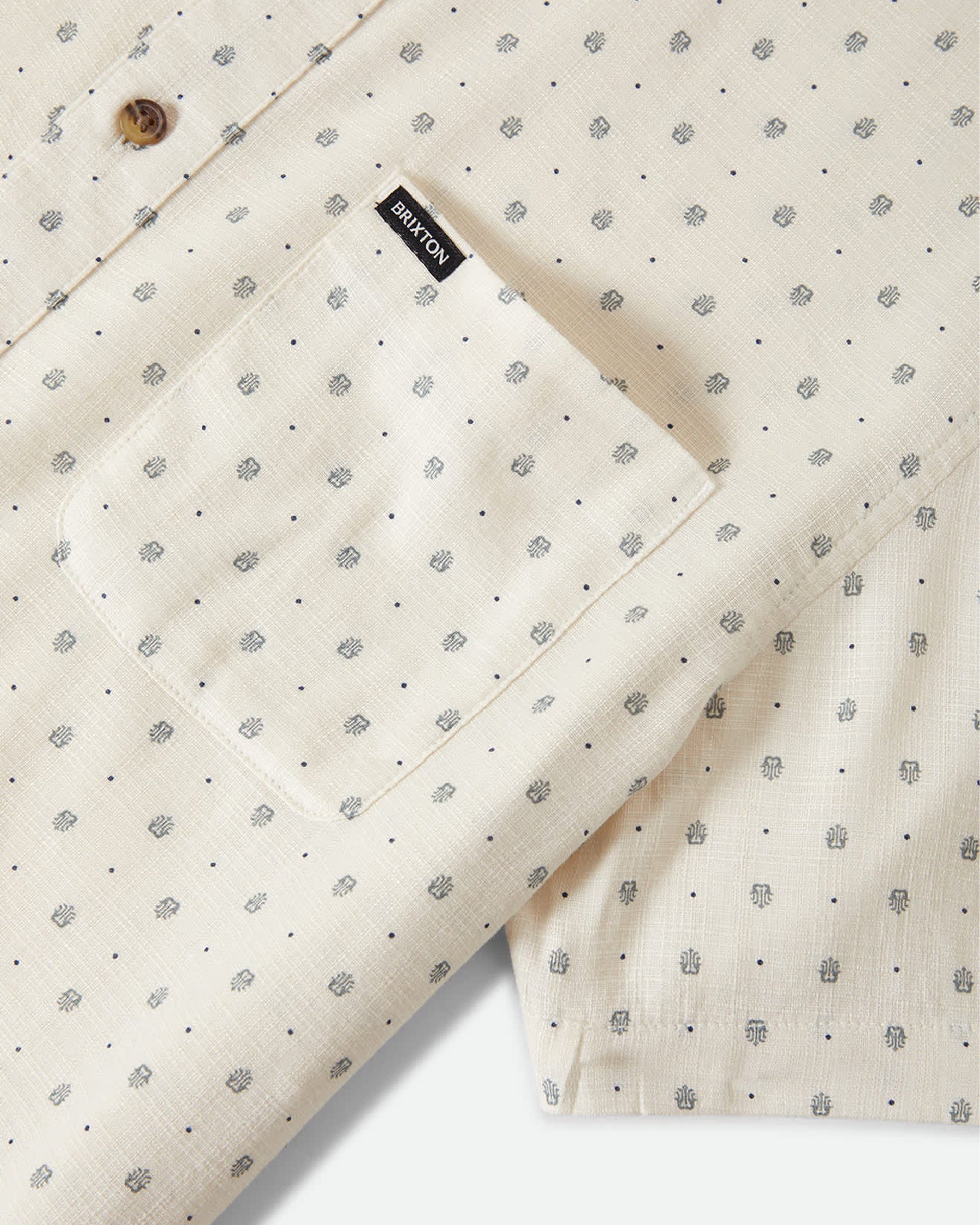 Brixton Charter Slub Short Sleeve Shirt - Off White Micro Geo