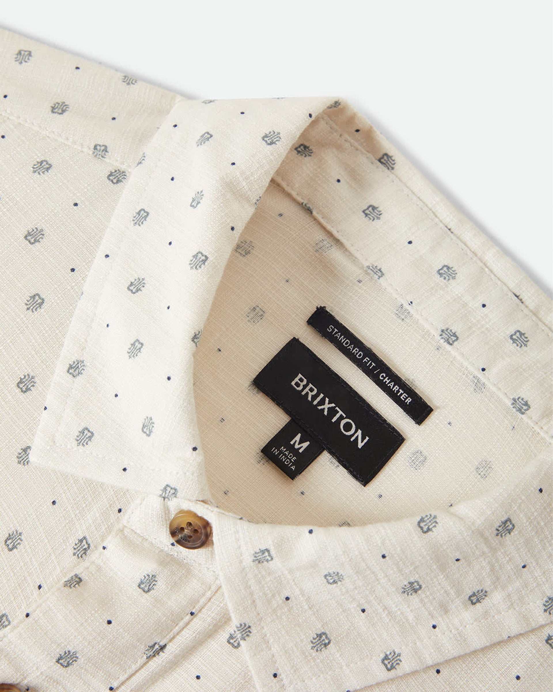 Brixton Charter Slub Short Sleeve Shirt - Off White Micro Geo