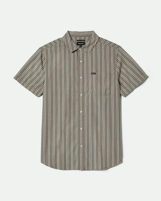 Brixton Charter Stripe Short Sleeve Shirt - Charcoal/Grey