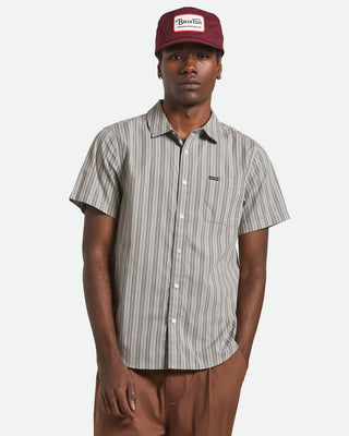 Brixton Charter Stripe Short Sleeve Shirt - Charcoal/Grey