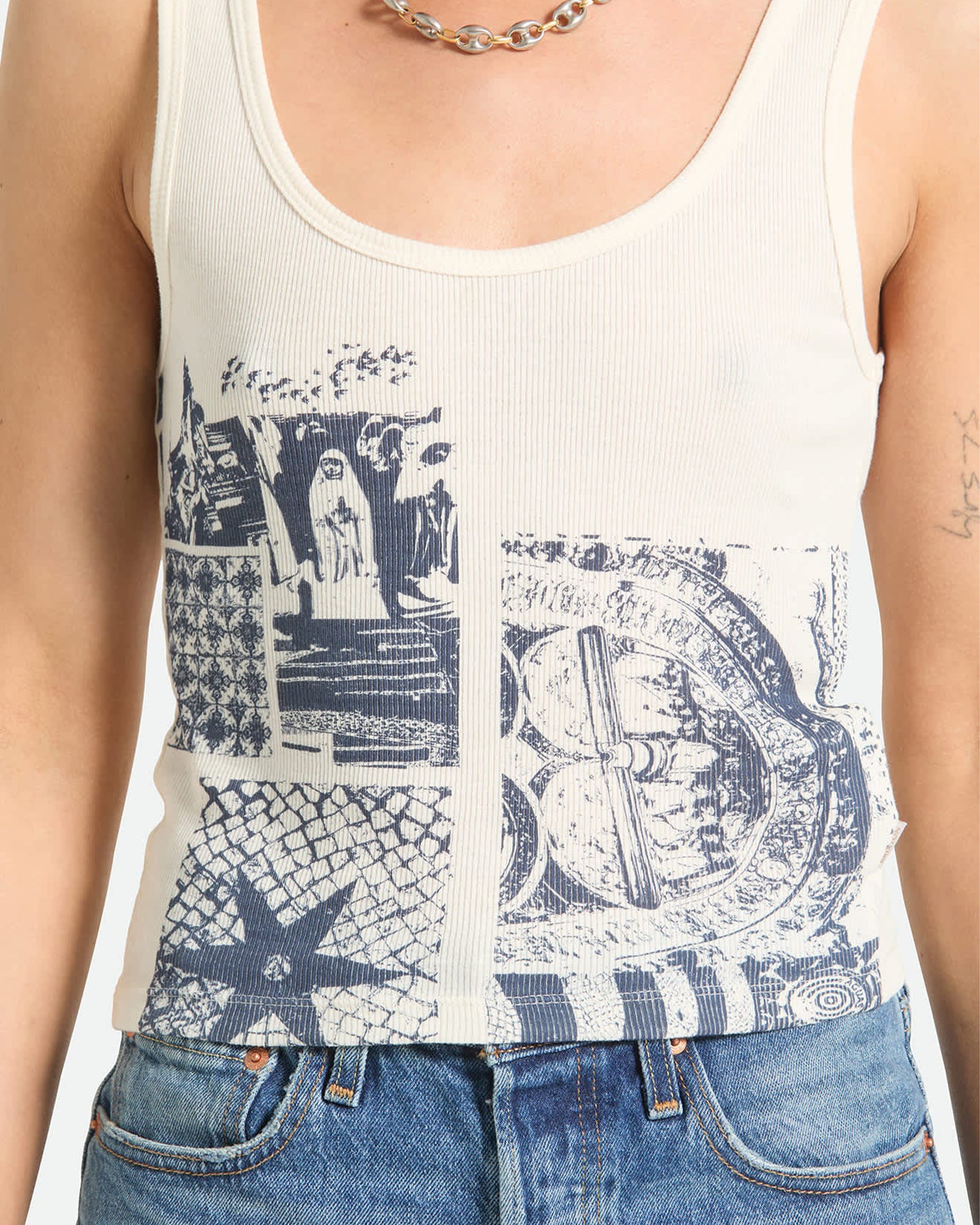 Brixton Women's Collage A-Tank - Off White