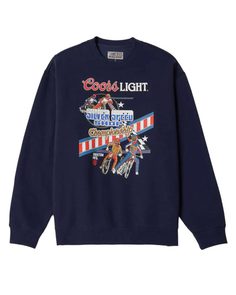 BRIEFING 新品　WS WARM LOGO LINE CREWNECK S Brixton x Coors Light Berm Crewneck Sweatshirt - Coors Navy