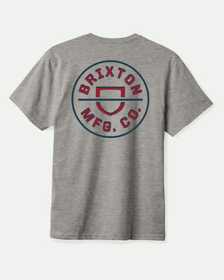 Brixton Crest II Standard S/S Tee - Heather Grey/Navy/Dark Red