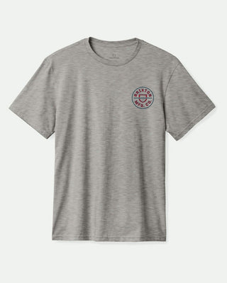 Brixton Crest II Standard S/S Tee - Heather Grey/Navy/Dark Red