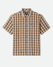 Brixton Cru Linen Blend Plaid S/S Shirt - Black/Tobacco Plaid