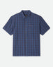 Brixton Cru Linen Blend Plaid S/S Shirt - Dark Blue/Black Plaid