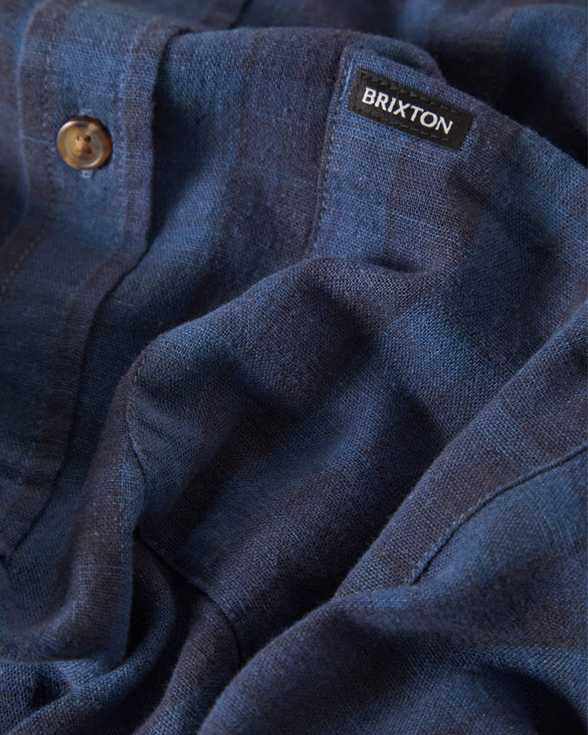 Cru Linen Blend Plaid S/S Shirt - Dark Blue/Black Plaid