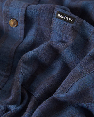 Cru Linen Blend Plaid S/S Shirt - Dark Blue/Black Plaid