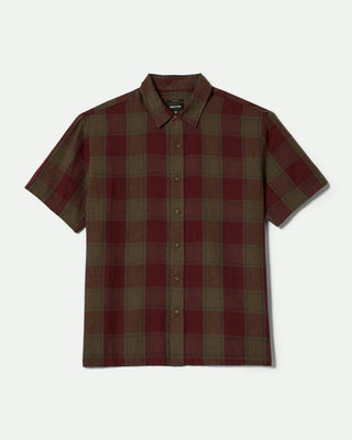 Brixton Cru Linen Blend Short Sleeve Shirt - Olive Surplus/Port