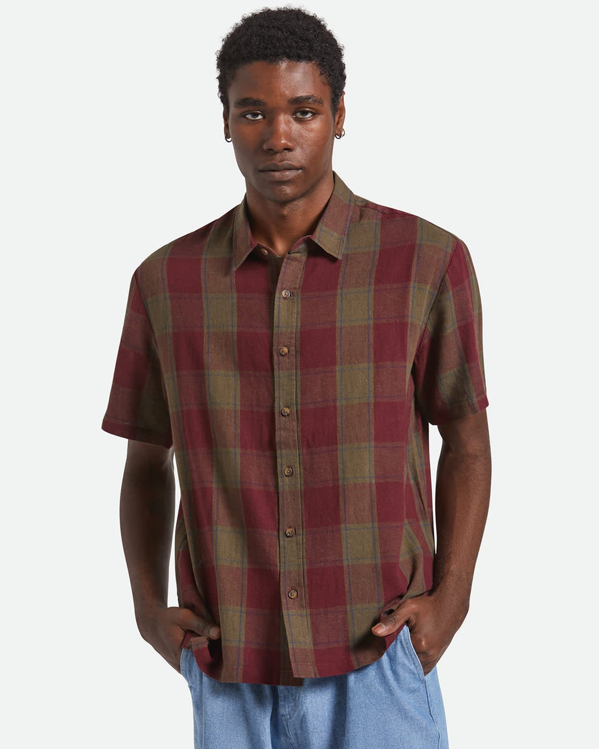 Cru Linen Blend S/S Shirt - Olive Surplus/Port – Jack's Surfboards
