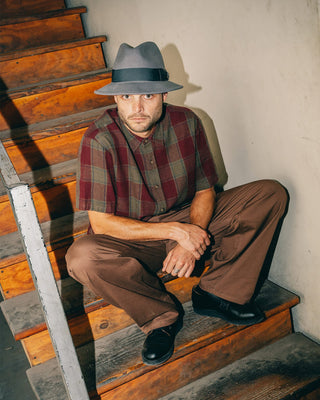 Brixton Cru Linen Blend Short Sleeve Shirt - Olive Surplus/Port