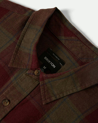 Brixton Cru Linen Blend Short Sleeve Shirt - Olive Surplus/Port