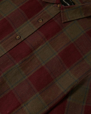 Brixton Cru Linen Blend Short Sleeve Shirt - Olive Surplus/Port