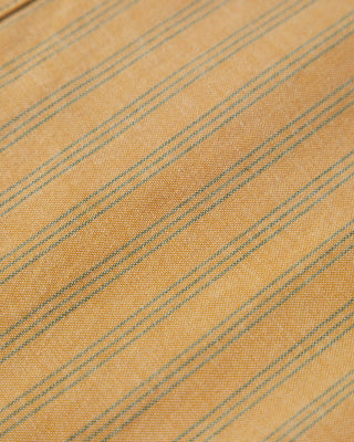 Brixton Cru Oxford Stripe Short Sleeve Shirt - Curry/Green Stripe