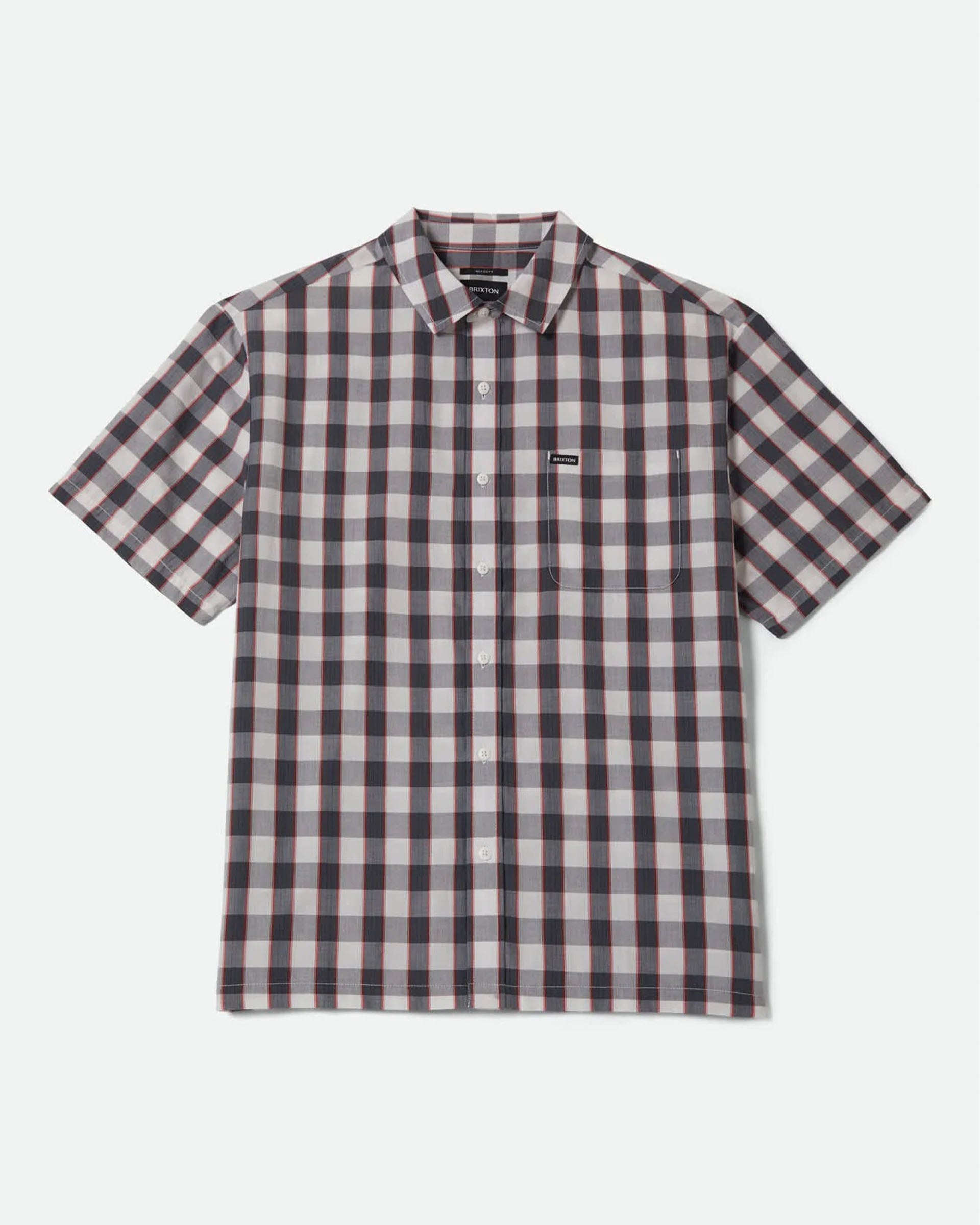 Brixton Cru Plaid Short Sleeve Shirt - Black/Off White/Red