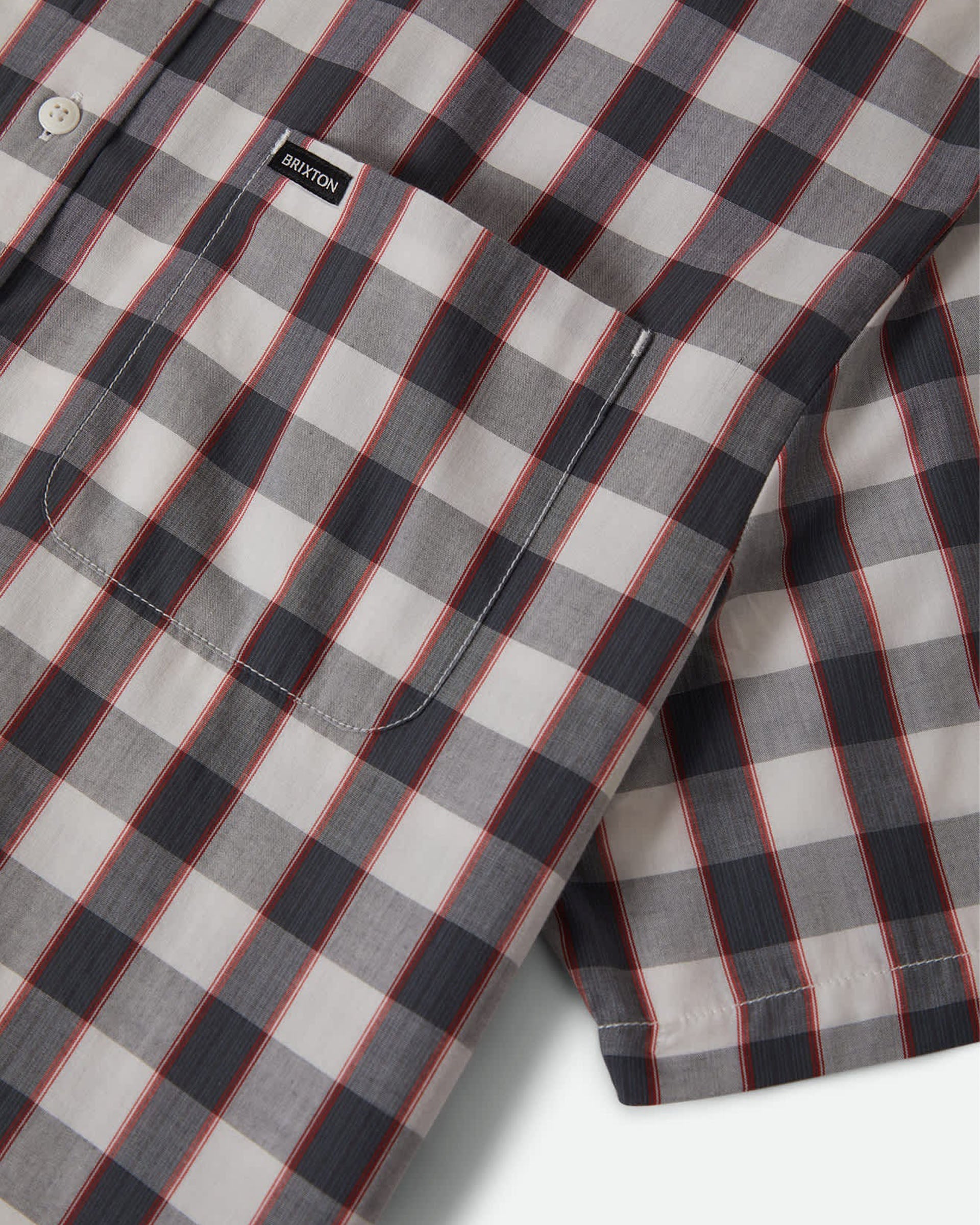 Brixton Cru Plaid Short Sleeve Shirt - Black/Off White/Red
