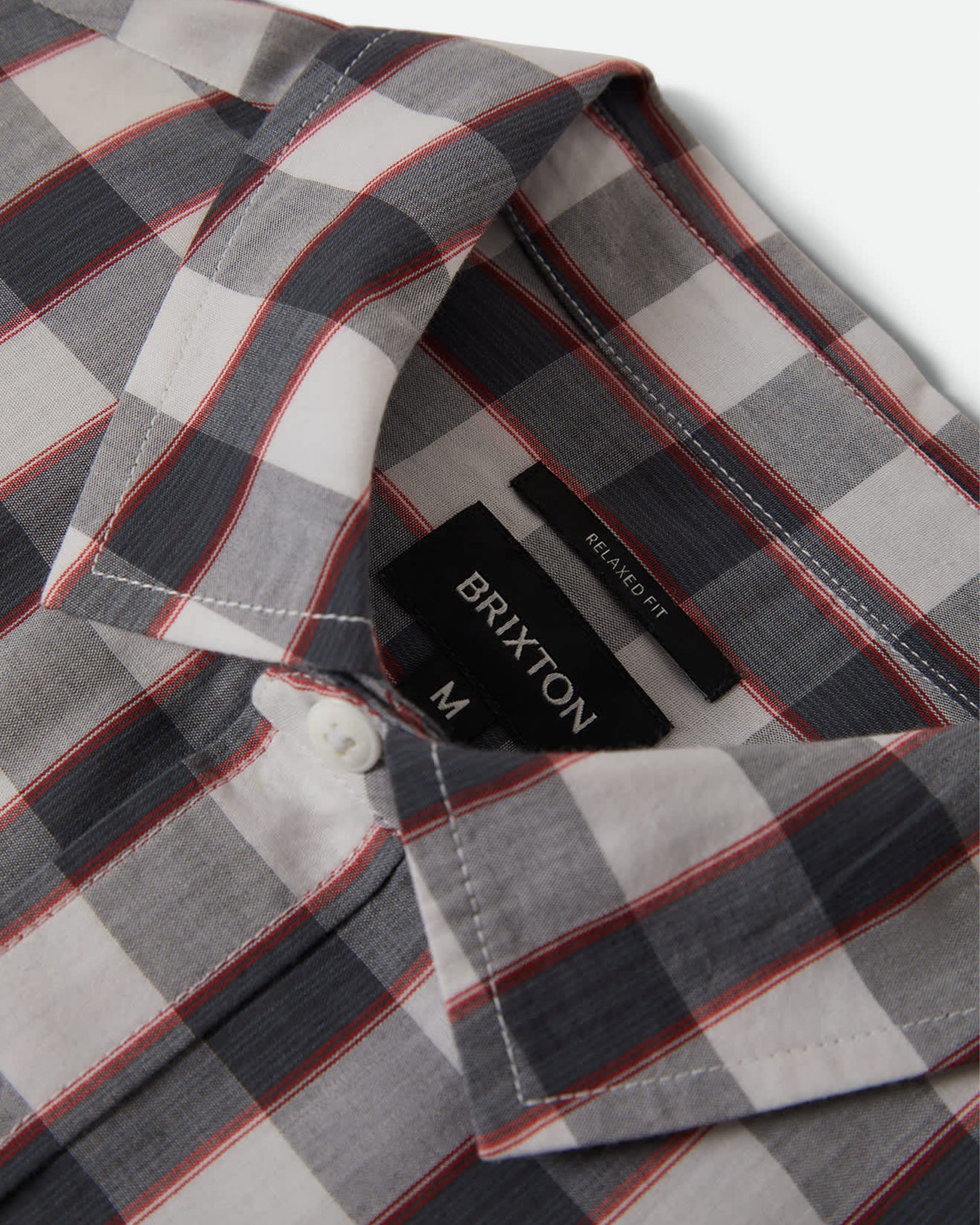 Brixton Cru Plaid Short Sleeve Shirt - Black/Off White/Red
