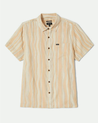 Brixton Cru Slub Relaxed Short Sleeve Shirt - Hazelnut/Painterly Stripe