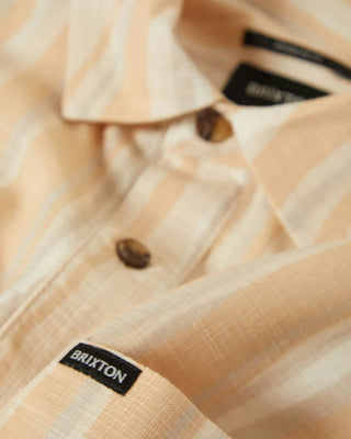 Brixton Cru Slub Relaxed Short Sleeve Shirt - Hazelnut/Painterly Stripe
