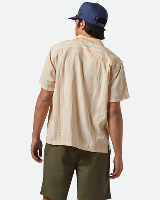 Brixton Cru Slub Relaxed Short Sleeve Shirt - Hazelnut/Painterly Stripe