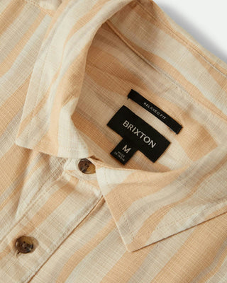 Brixton Cru Slub Relaxed Short Sleeve Shirt - Hazelnut/Painterly Stripe