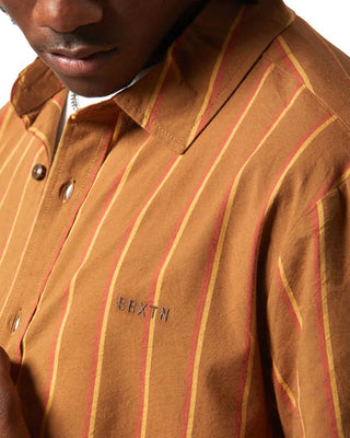 Brixton Cru Stripe Short Sleeve Woven Shirt - Washed Copper/Burnst Red/Sunset