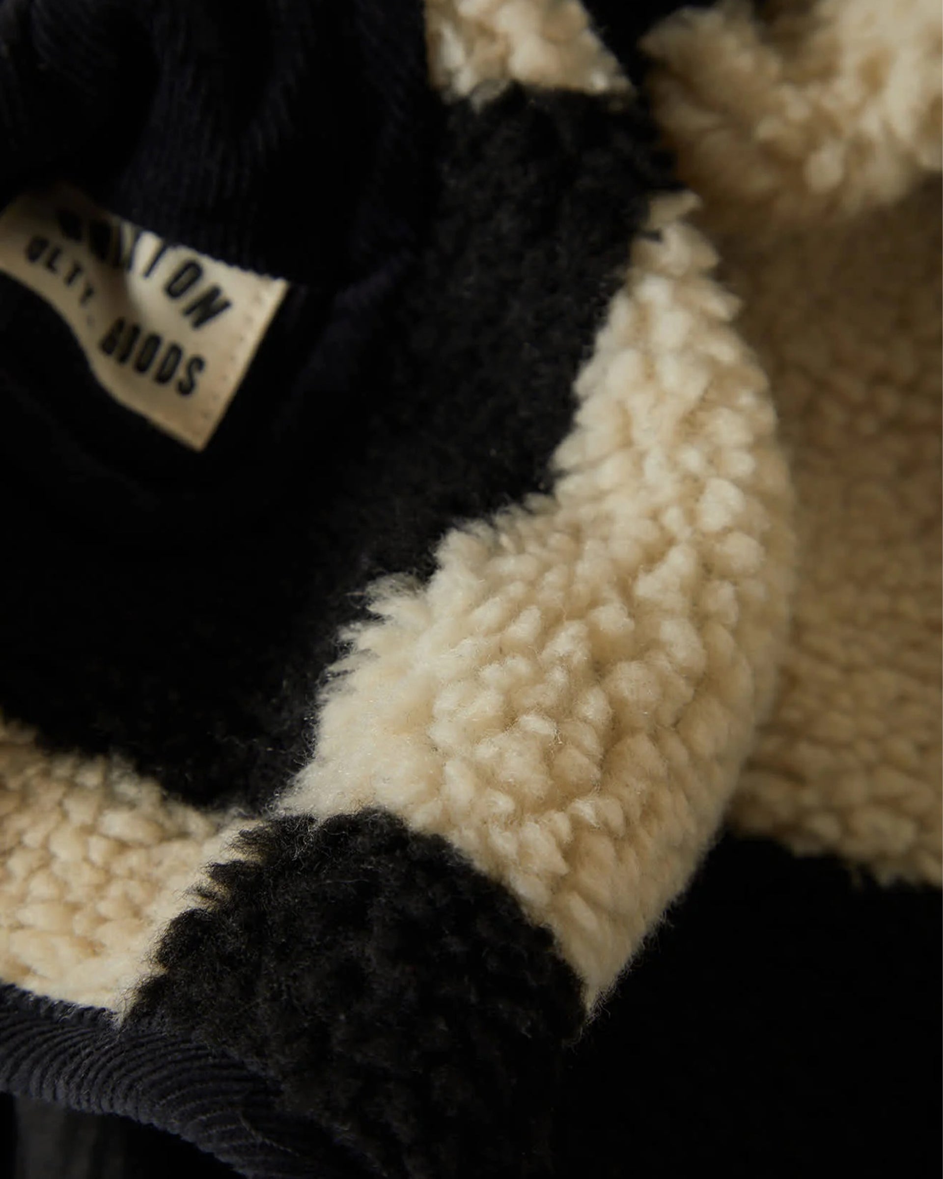 Brixton Women's Delilah Sherpa Jacket - Black/Natural Finish Line Checker