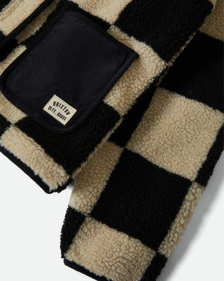 Brixton Women's Delilah Sherpa Jacket - Black/Natural Finish Line Checker