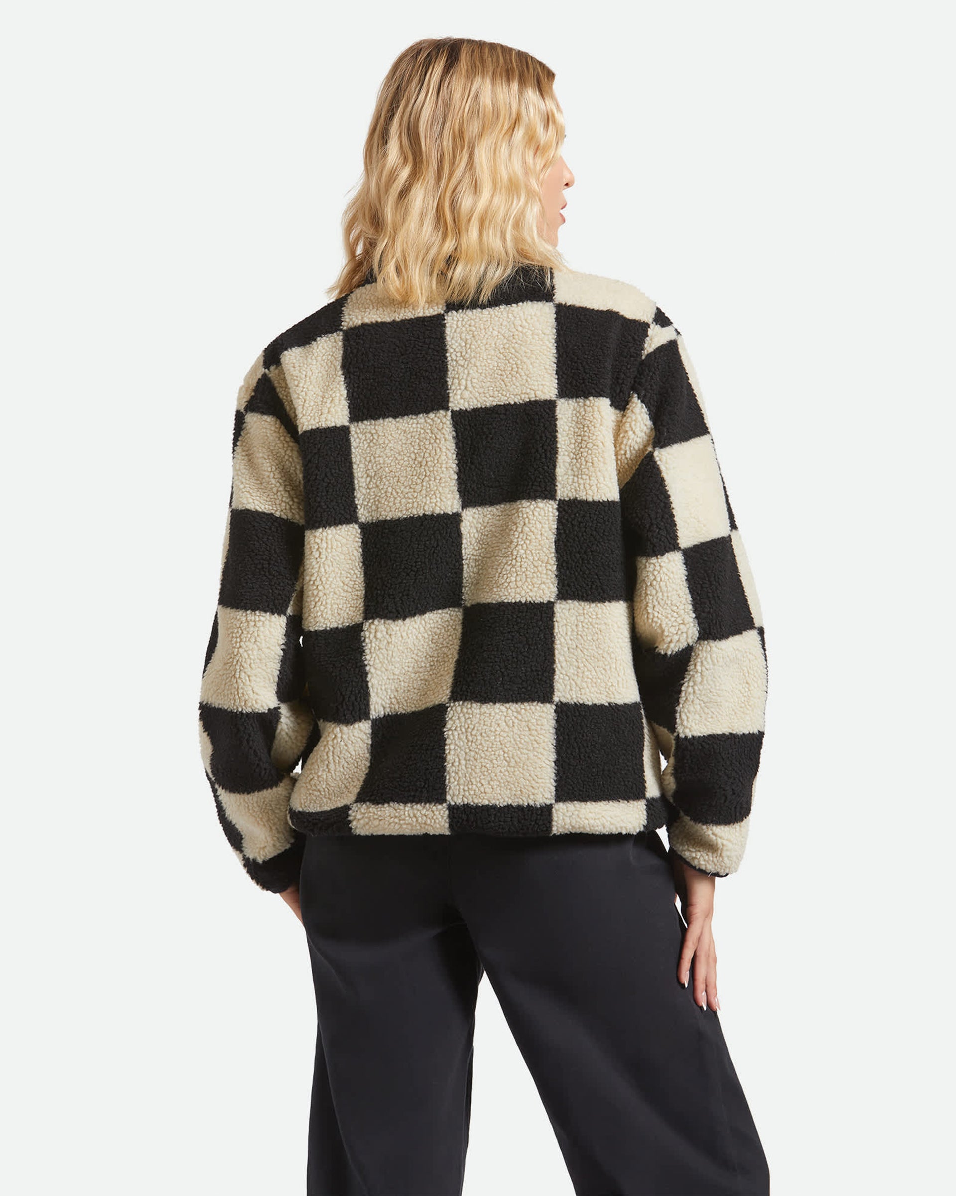 Delilah Sherpa Jacket - Black/Natural Finish Line Checker – Jack's