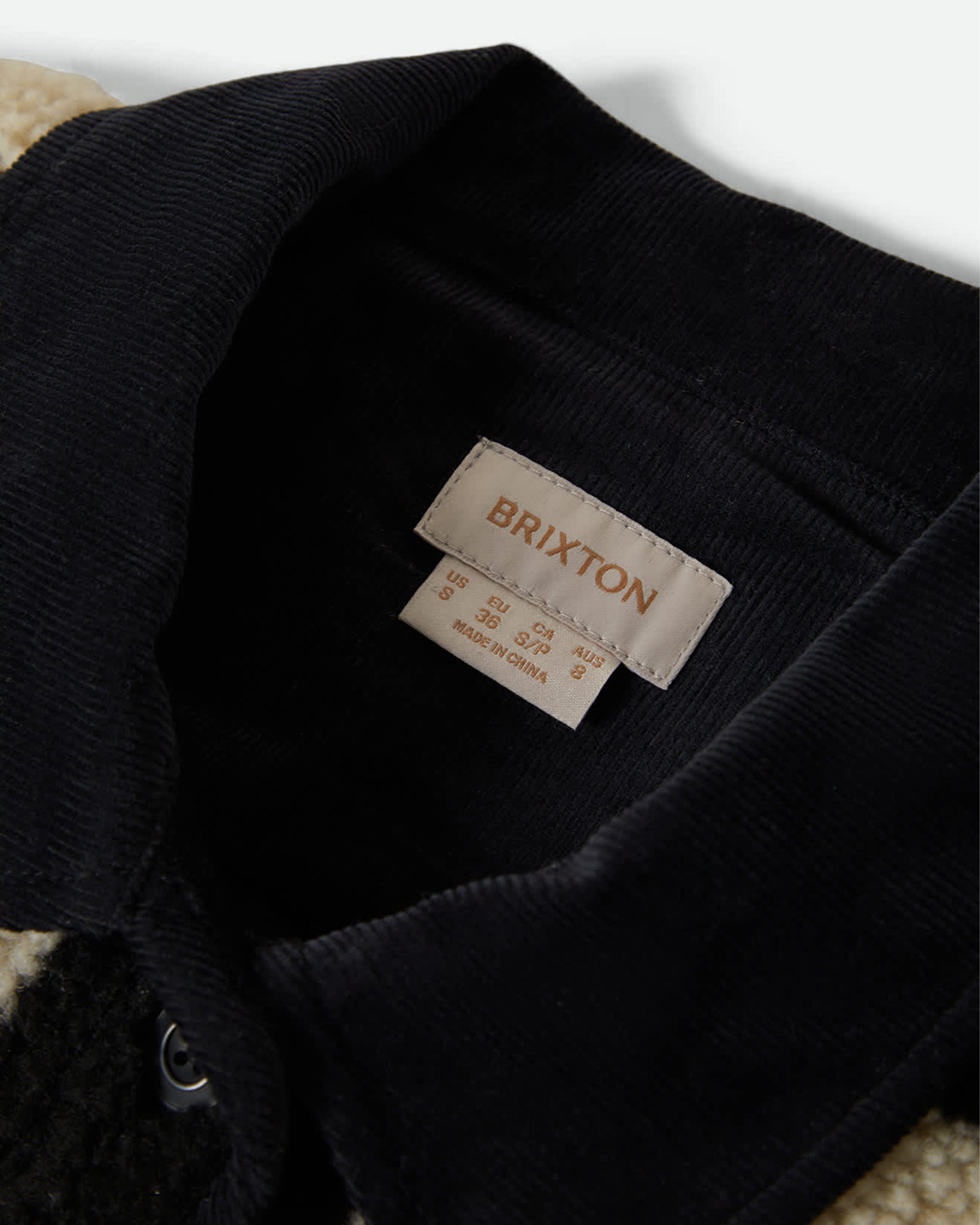 Brixton Women's Delilah Sherpa Jacket - Black/Natural Finish Line Checker