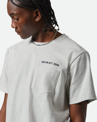 Brixton Embroidered Heavyweight Pocket Short Sleeve T-Shirt - Heather Grey Ash