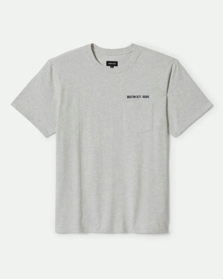 Brixton Embroidered Heavyweight Pocket Short Sleeve T-Shirt - Heather Grey Ash