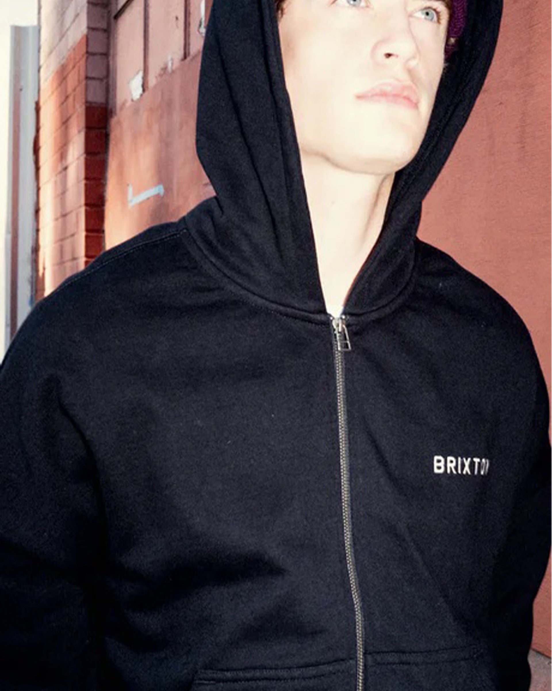 Brixton Embroidered Heavyweight Oversized Full Zip Hoodie - Black
