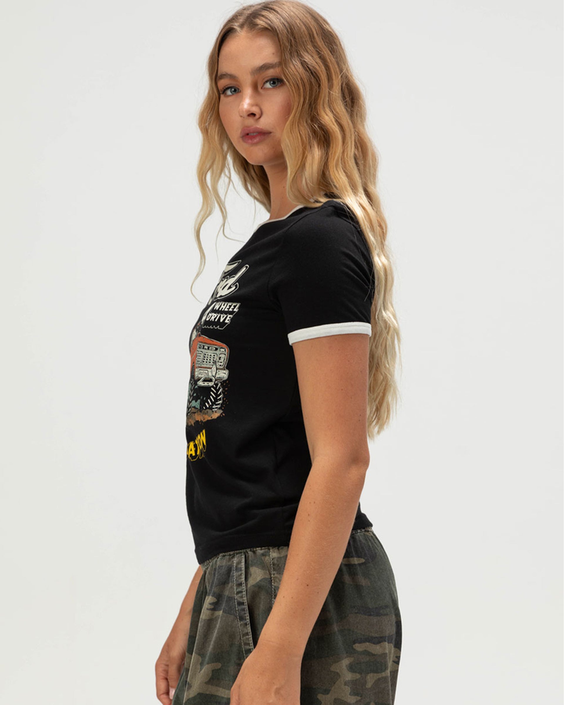 Brixton x Ford Mud Marathon Short Sleeve Ringer T-Shirt - Burnt Rubber