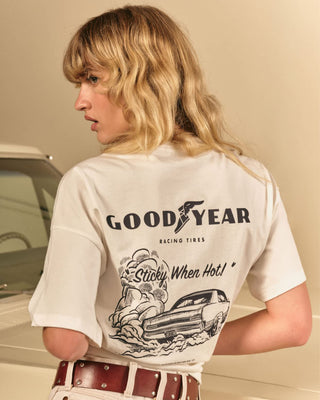 Brixton Women's Goodyear Burnout Boxy Crew T-Shirt - Off White