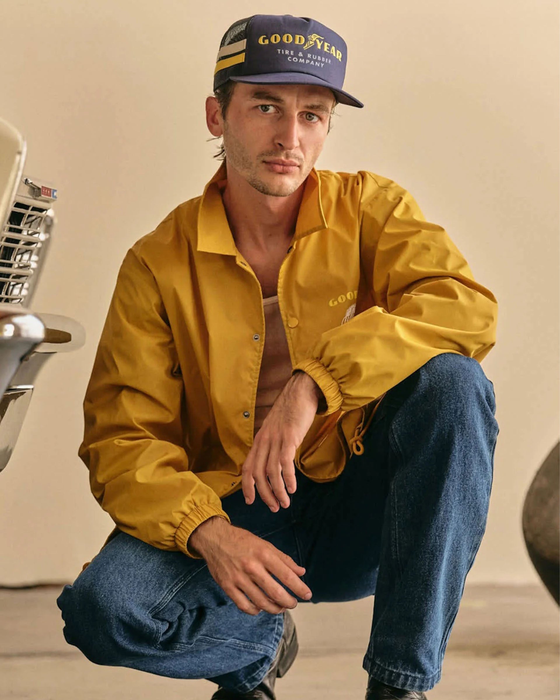 Brixton Goodyear Service Trucker Hat - Navy