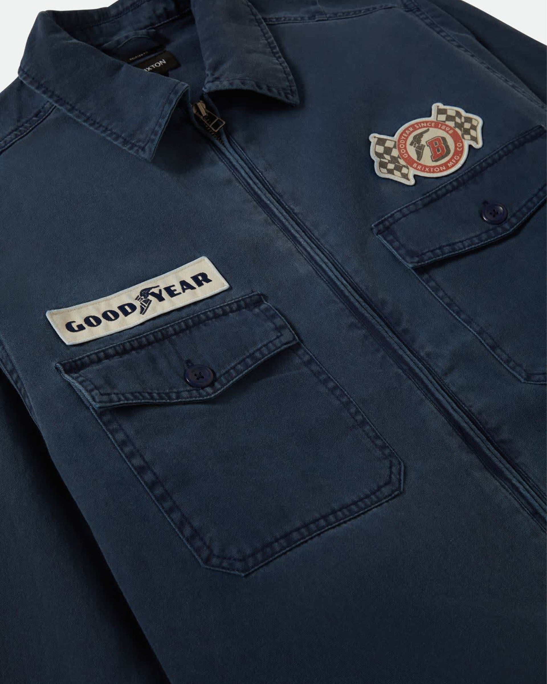 Brixton Goodyear Trademark Lightweight Coaches Jacket - Washed Navy