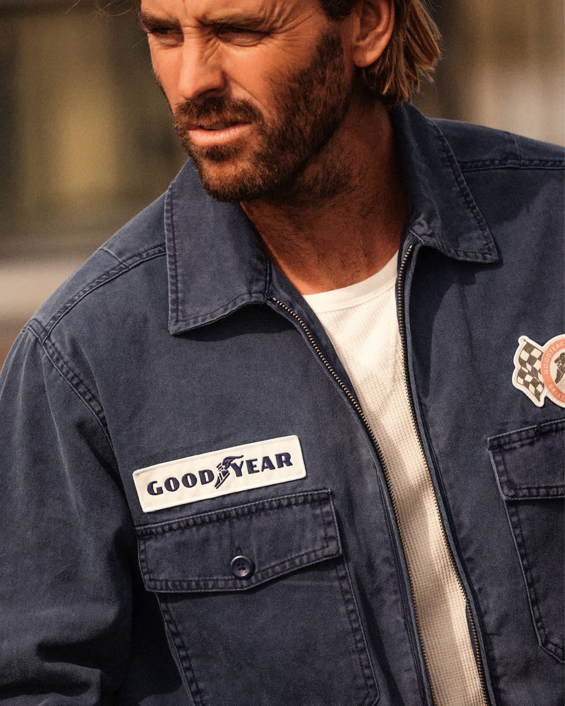 Brixton Goodyear Trademark Lightweight Coaches Jacket - Washed Navy