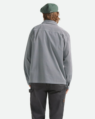 Brixton Journey Lightweight Long Sleeve Shirt - Navy/White Stripe