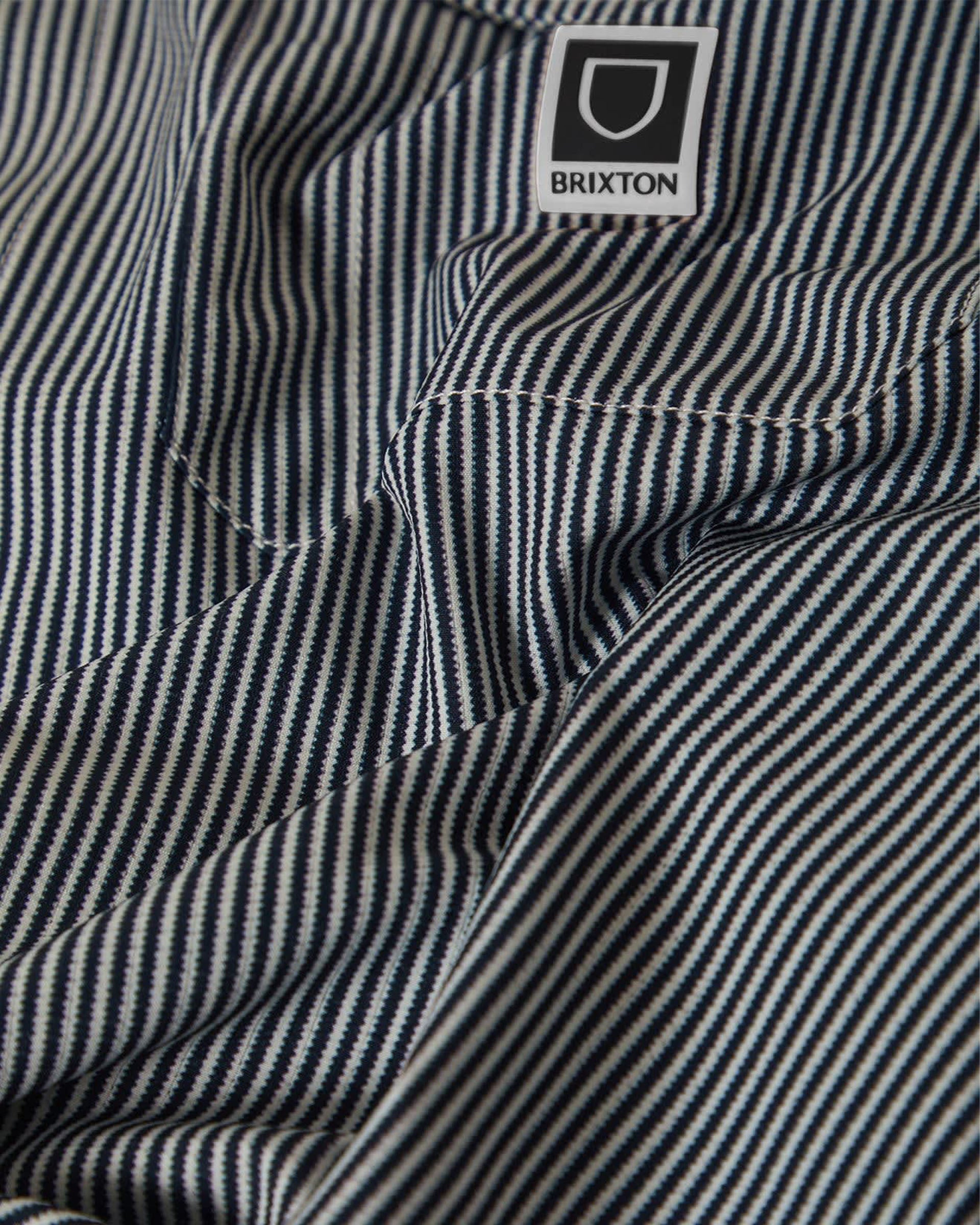Brixton Journey Lightweight Long Sleeve Shirt - Navy/White Stripe