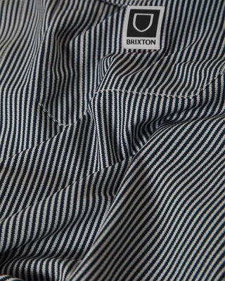 Brixton Journey Lightweight Long Sleeve Shirt - Navy/White Stripe