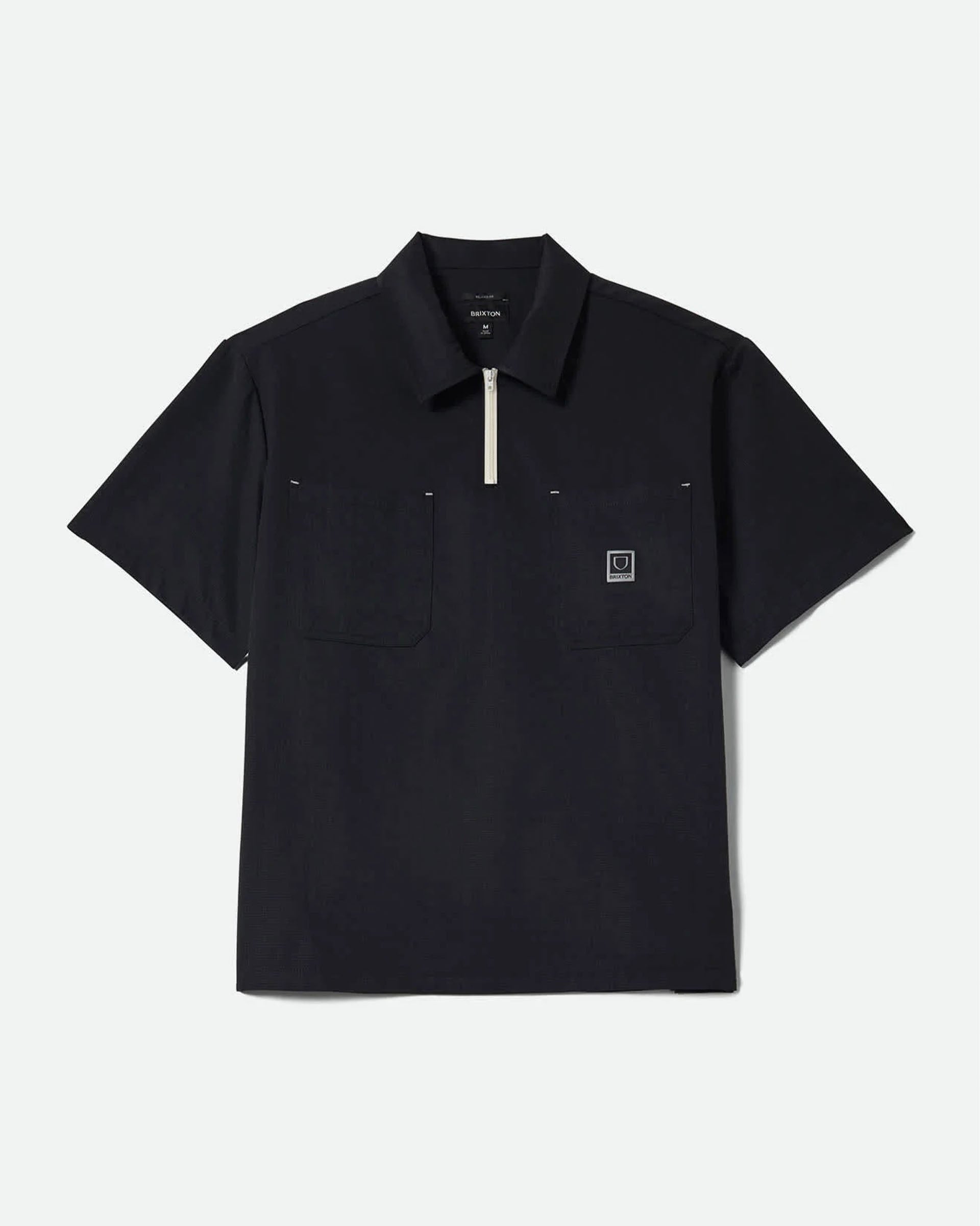 Brixton Journey Lightweight 1/2 Zip Cropped Shirt - Black