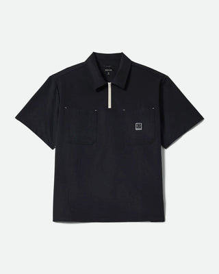 Brixton Journey Lightweight 1/2 Zip Cropped Shirt - Black