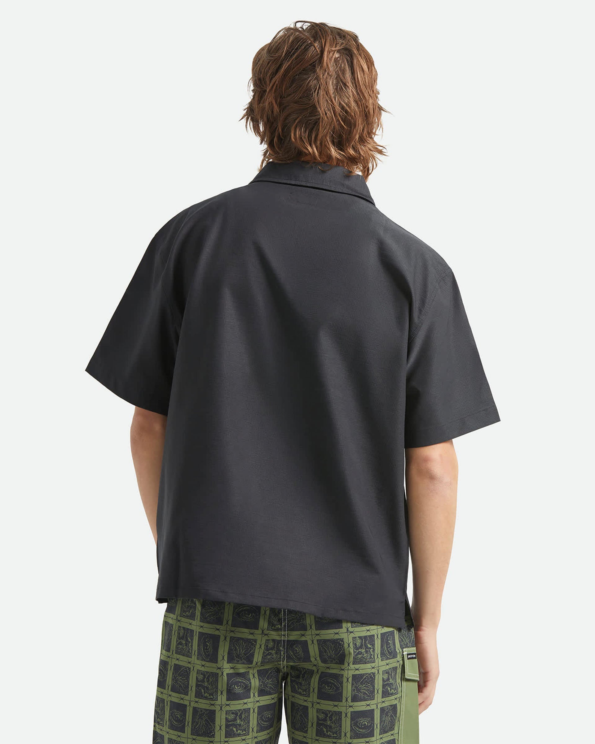 Brixton Journey Lightweight 1/2 Zip Cropped Shirt - Black