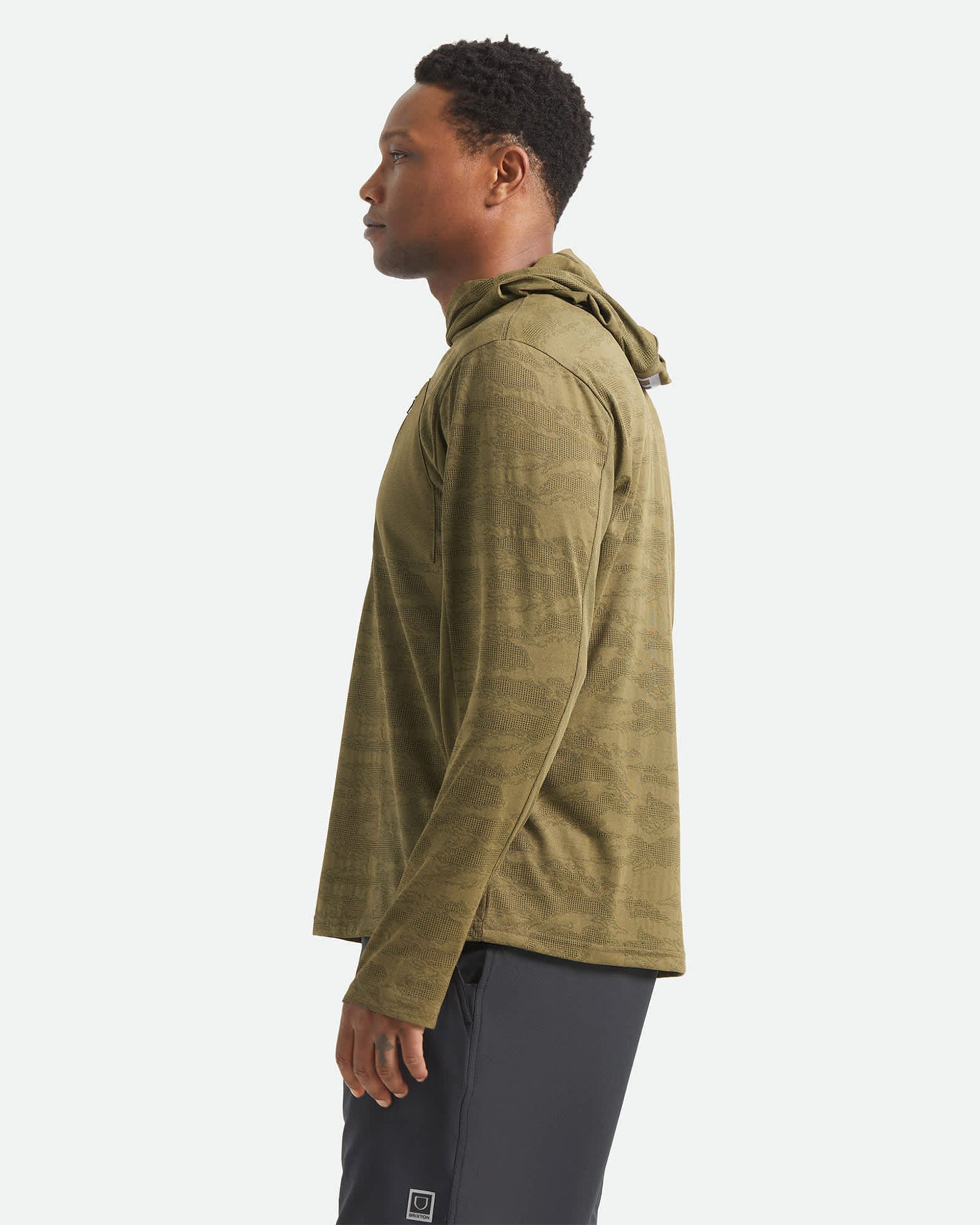Brixton Journey Long Sleeve Sun Hoodie - Olive Tiger Camo