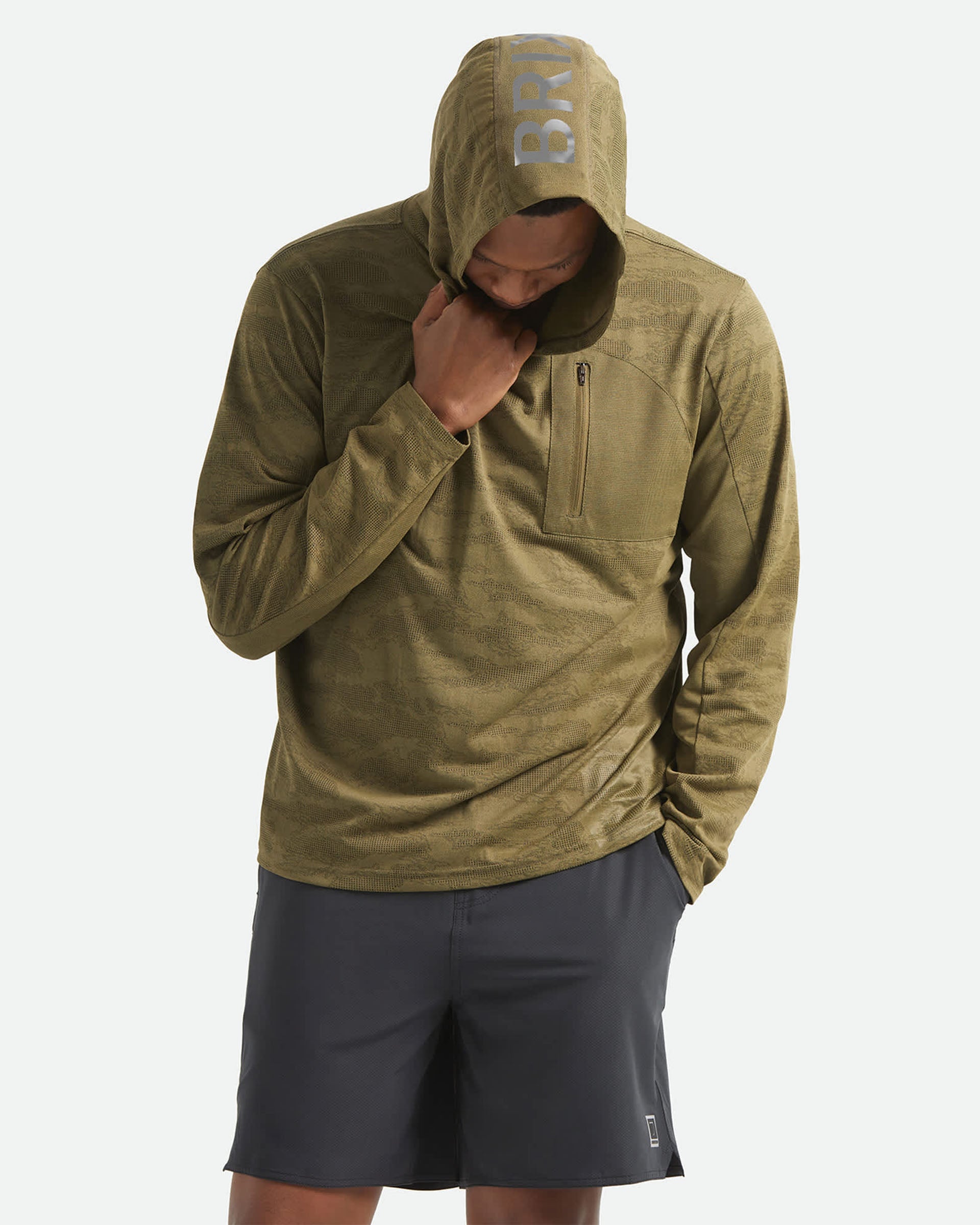 Brixton Journey Long Sleeve Sun Hoodie - Olive Tiger Camo