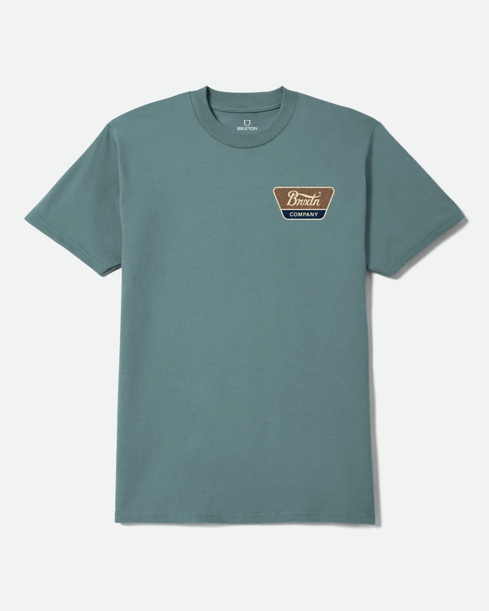 Brixton Linwood S/S Standard T-Shirt - Ocean Breeze/Brown/Dark Navy